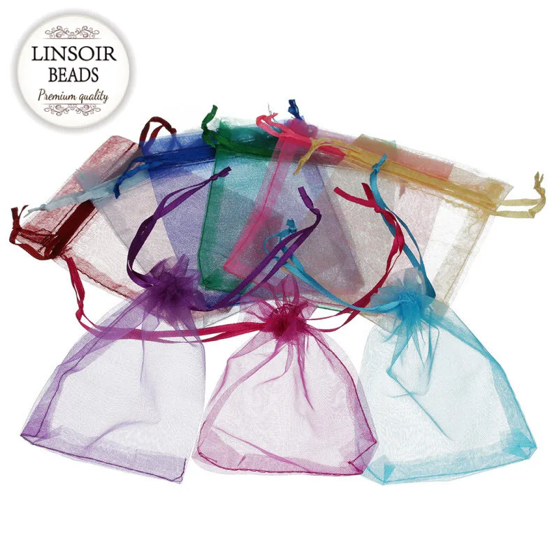 

25pcs/lot Mixed Color 7x9cm 9x12cm Drawable Bags Organza Jewelry Gift Packing Pouch Bags Wedding Gift Bags For Jewellery F1735