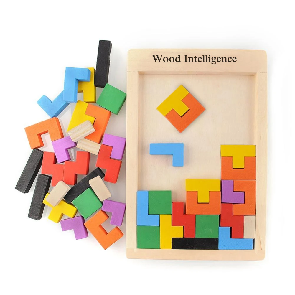 Baby Imagation Creative Educational Toy Wooden Tetris Blocks Toys Tangram Building Wooden Blocks Intelligence Development Toys