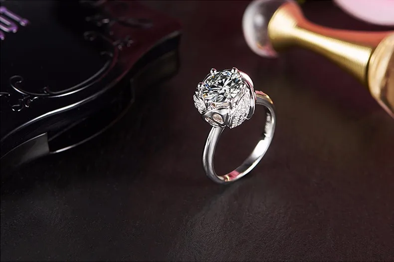 Jewellwang Moissanite 18 К белое золото кольцо для женщин 1,0 карат цветок Сертифицированный vvs1 обручальные кольца специальные