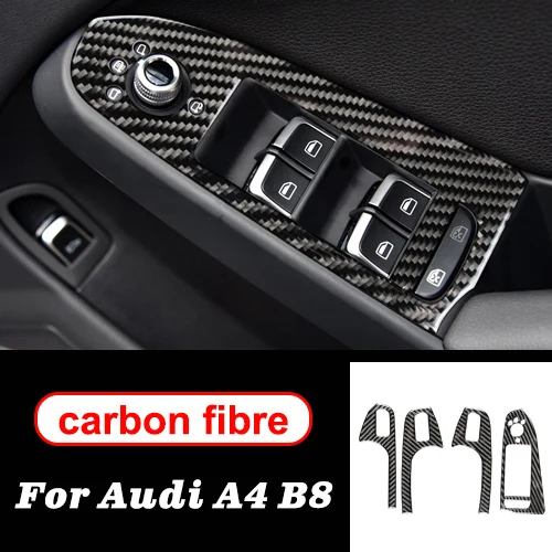 Для Audi A4 B8 2009- LHD RHD стеклоподъемник из углеродного волокна переключатель рамы декоративная накладка для панели подлокотника аксессуары для салона автомобиля - Название цвета: right-hand drive B