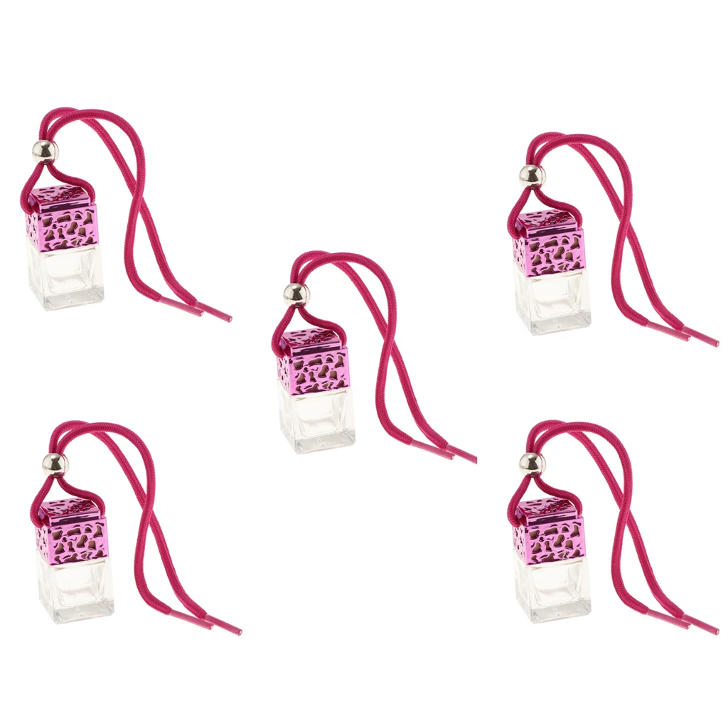 5 Pieces Car Perfume Bottle Car-styling Air Freshener for Essential Oils Perfume Pendant Hanging Glass Bottle Auto Ornament