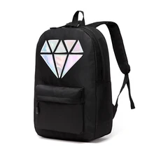 Femmes Toile Sac À Dos École Sacs Holographique Argent Diamant Solide Adolescent Filles Femelle Hommes Ordinateur Portable Vente étanche marque Mochila