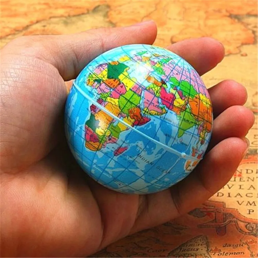 FD3901 new World Map Foam Earth Globe Stress Relief Bouncy Ball Atlas