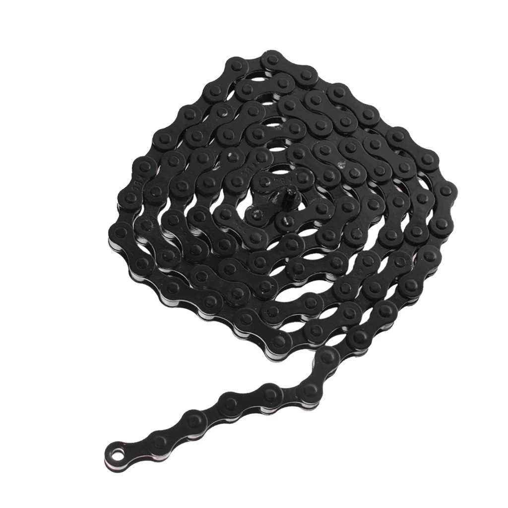 MTB BMX Fixie Road Bike Steel Chain Single Speed Bicycle Chain Magic Button Chain 1/2' X 1/8' BLACK