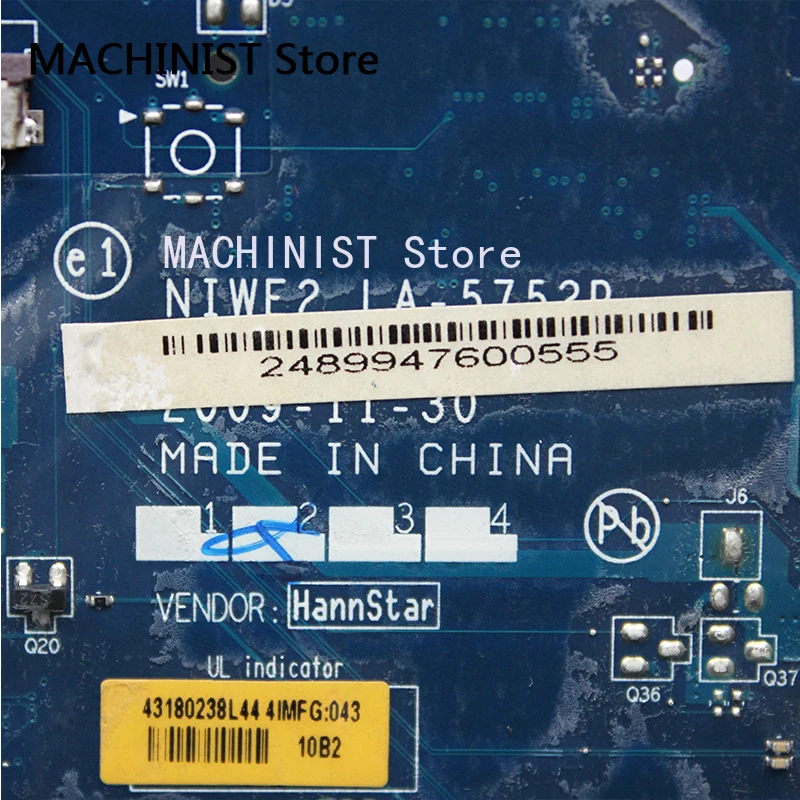 LA 5752P для ноутбука Lenovo G560 Z560 материнская плата NIWE2 Rev: 1 0 с видеокартой GT310M