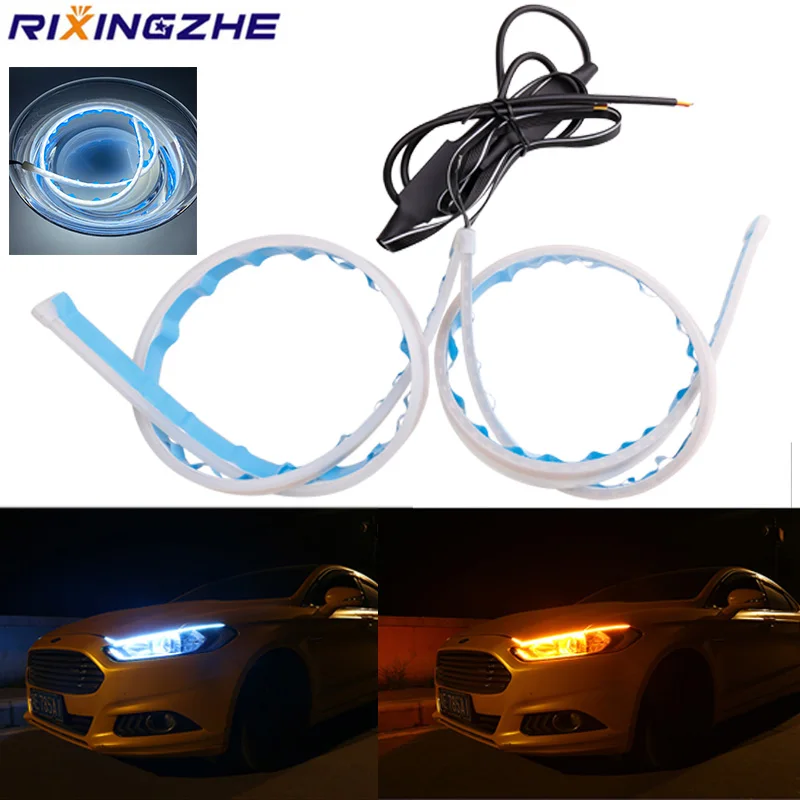 

RXZ 2pcs DRL Flexible Flowing LED Strip Light sequential Turn Signal Angel Eye Tube Strip for headlight Daytime Running Lights