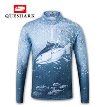 Queshark быстросохнущая рыболовная одежда с длинным рукавом рубашка Летняя быстросохнущая дышащая анти-УФ Защита от солнца рыболовная куртка