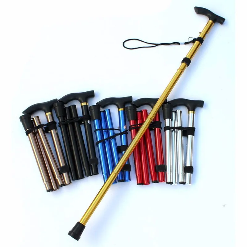 1 Pc plegable bastón senderismo Trekking rastro de aluminio 4-sección ajustable caña soporte de envío de gota 1 Pc plegable bastón senderismo Trekking rastro de aluminio 4-sección ajustable caña soporte de envío de gota