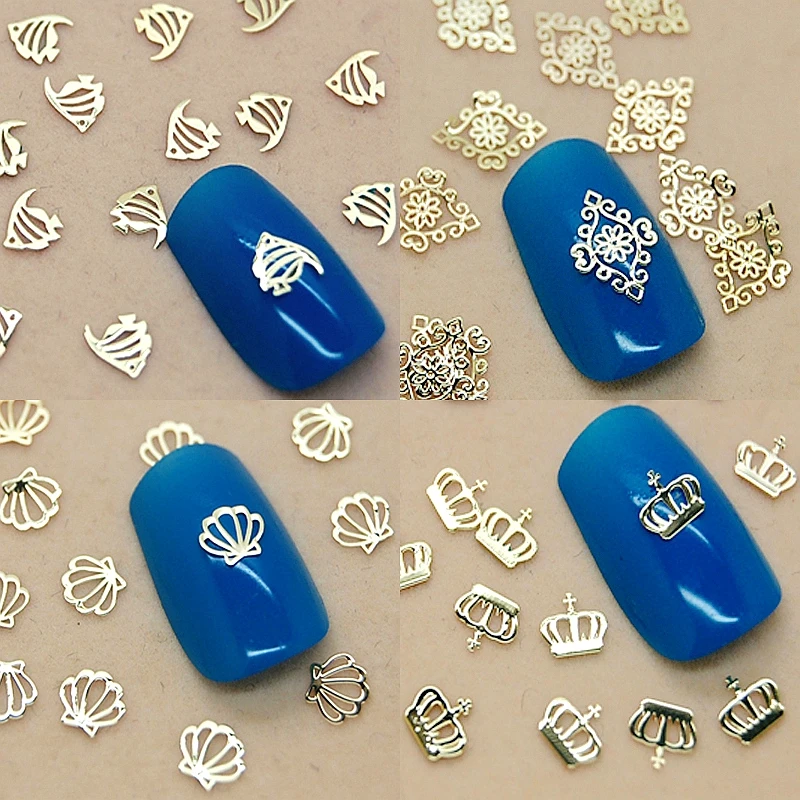 800PCS beauty gold metal nail art decoration slice manicure nails