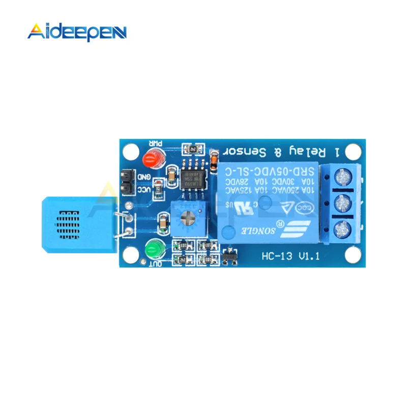 DC 5 В 10A HR202 1 канальный чувствительный переключатель влажности релейный модуль контроллер влажности Датчик влажности модуль с индикатором