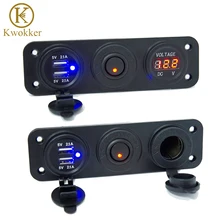 DC 12/24 v 5 v/2.1A Voltmetro Dual USB Caricabatterie Accendisigari Per Auto CAMPER Barca Veicoli camion GPS MP3 Caricabatteria Da Auto Con Interruttore
