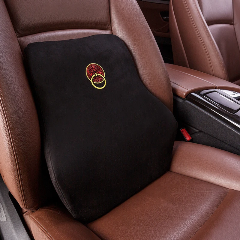Хлопковая Автомобильная подушка Forbell с эффектом памяти, для опоры на талию автомобиля, подушка для поясницы, подушка для поддержки спины автокресла - Название цвета: black