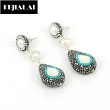 Fashion Women Jewelry Water Drop Earrings Full Rhinestone Accessories Freshwater Pearl Charm Luxury Earrings Crystal for Party