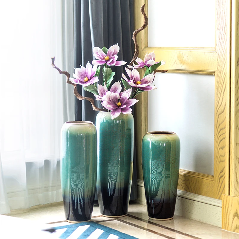 Европейские Керамические голубые цветы ваза домашний Декор большие напольные вазы Ремесла украшения комнаты предметы гостиной Большая Ваза фарфоровая статуэтка