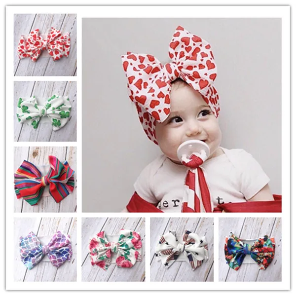 

Classical Rainbow Tied Large Top Know Hair Bow Baby Headband Textured Waffle Bullet Fabric Head Wrap For Girl Hair Accessories