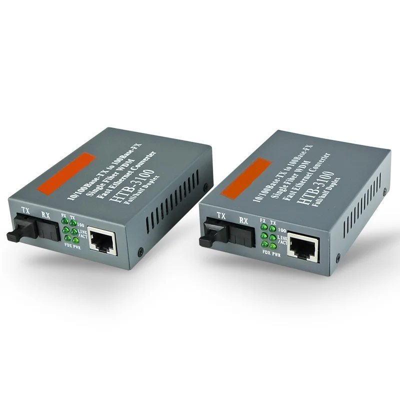 

1 pair Htb-3100ab 10/100M Fiber Optical Media Converter Fiber Transceiver Single Fiber 25km SC Singlemode