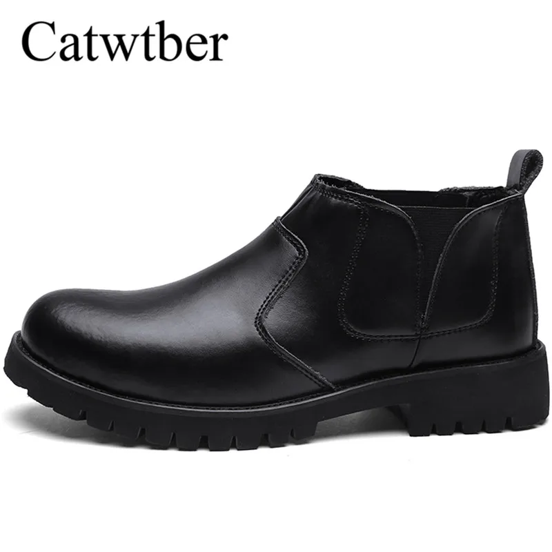 

Catwtber 2018 New Men Boots Leather Outdoor Winter Snow Boots Warm Fashion Men Shoes Outdoor Sneakers Ankle Boots High Quality