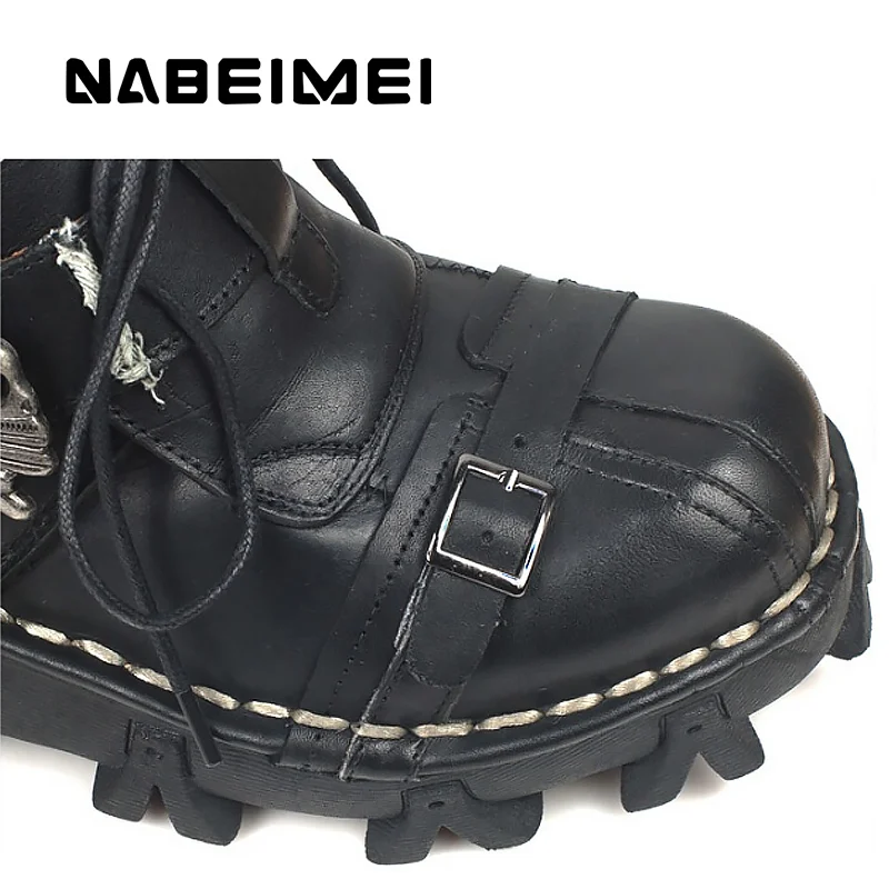 Cuero Costura 16 Grande 5 Zapatos Invierno Metal Plataforma Trabajo Brown Los Hombre De Hombres Antideslizante Martin Genuino 5 black Botas Tamaño Decoración r0Zgq7wr