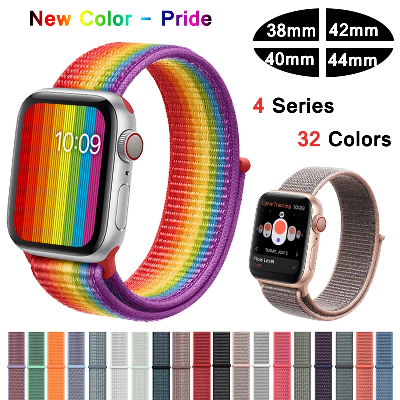 

Sport Loop Strap for Apple watch band 4 3 44mm 40mm correas 42mm 38mm iwatch band Nylon bracelet wrist belt 3 2 1 Accessories
