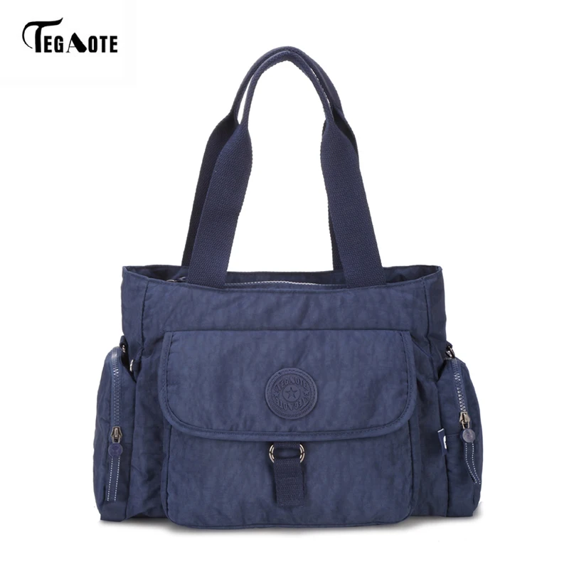 Tegaote الاولى مقبض المرأة حقيبة سعة كبيرة الكتف رسول حقيبة المرأة مصمم النايلون الشاطئ عارضة حقيبة تسوق حمل الإناث