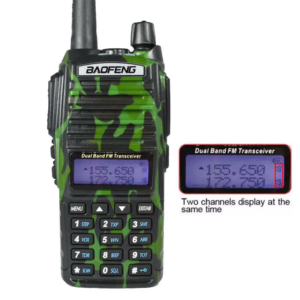 PTT Baofeng UV-82 портативное радио VHF 10 км портативная рация двойная профессиональная Vox Ham Радио comunicador baofeng UV-82 cb радио - Цвет: Камуфляж