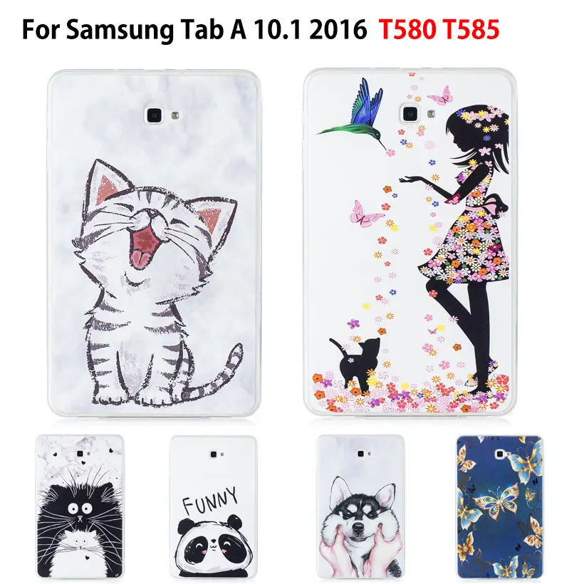 SM-T585 Funda Tablet Case For Samsung Galaxy Tab A A6 10.1&quot 2016 SM-T580 T585 Cover Fashion painted TPU Soft Silicone Shell |