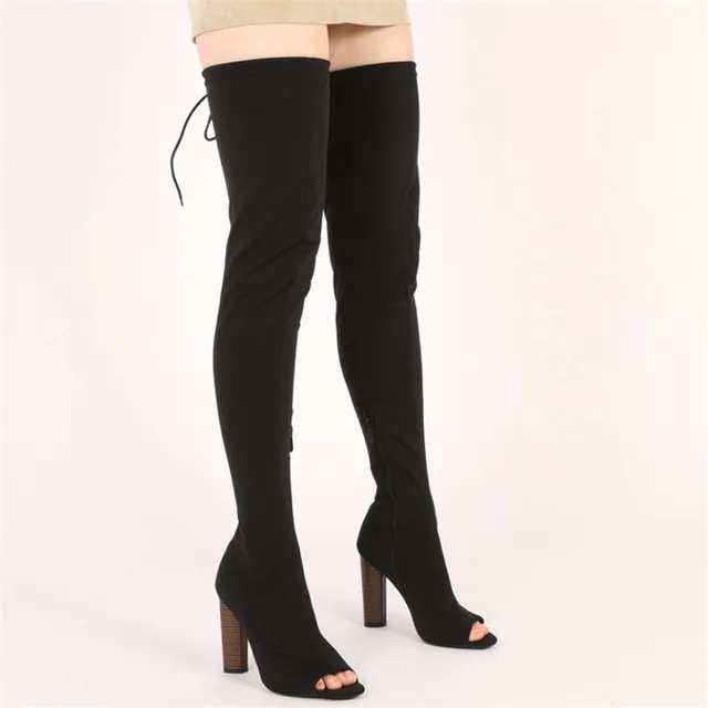peep toe thigh high boots size 11