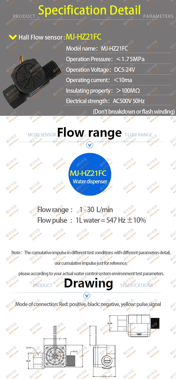 MJ-HZ21FC датчик расхода воды G1/2 ''диспенсер для воды 1-30L/min нейлон