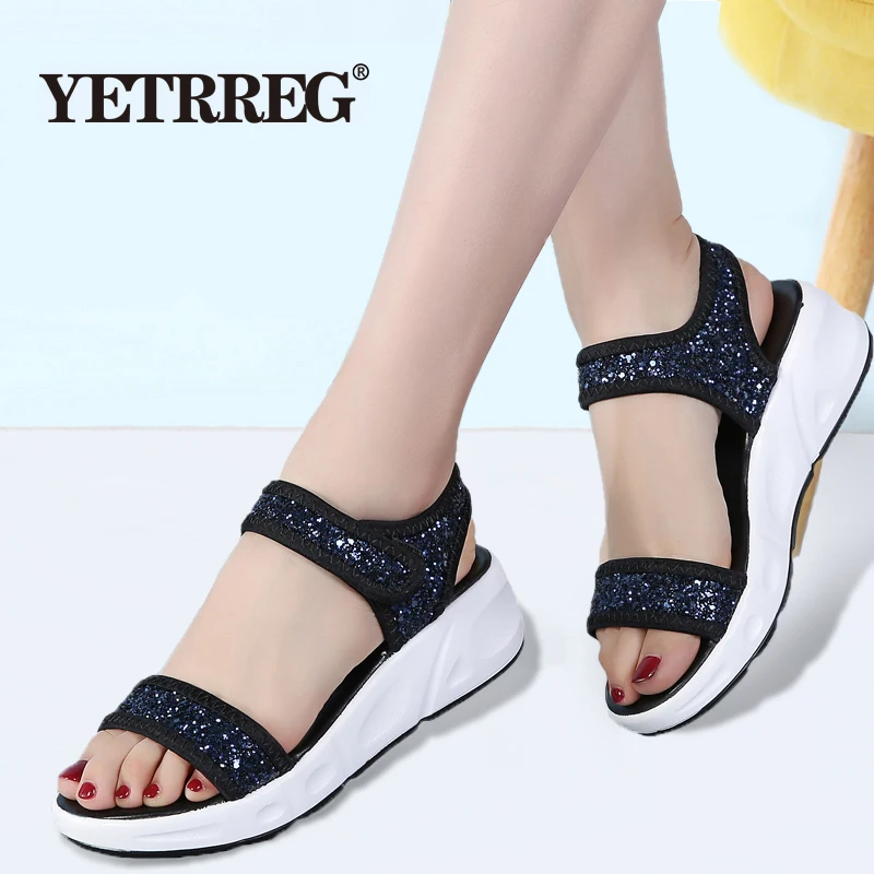 

Brand new Summer new women flat sandals Fashion wedges Sequin sandals Female beach gladiator sandals Ladies platform sandals