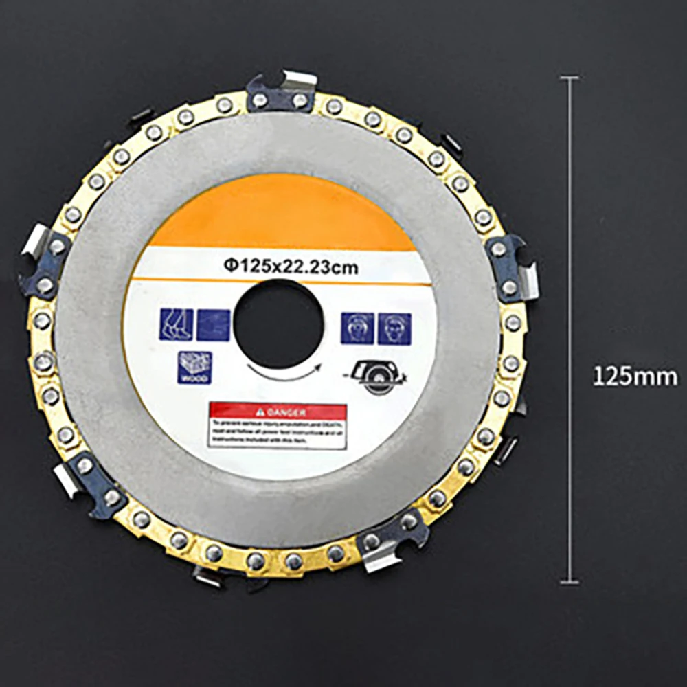 125 мм/115 мм многофункциональная деревообрабатывающая цепная дробилка цепные пилы дисковая цепь пластина инструмент резьба по дереву дисковый угловой шлифовальный инструмент - Цвет: Золотой
