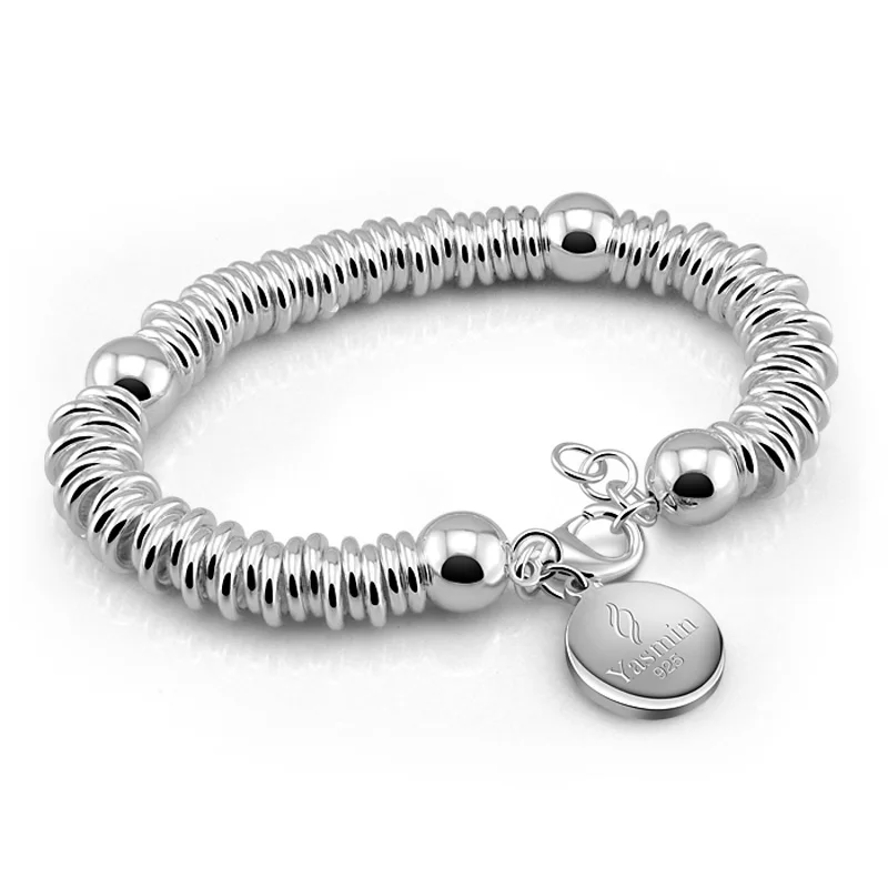 

European hot sale fashion 925 sterling silver woman bracelet. Simple sterling silver 10 mm wide bracelet. Charm silver jewelry