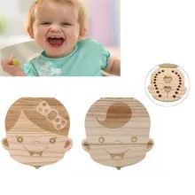 Spanish/English Tooth Box organizer for baby Milk teeth Save Wood storage box for kids Boy&Girl drop shipping