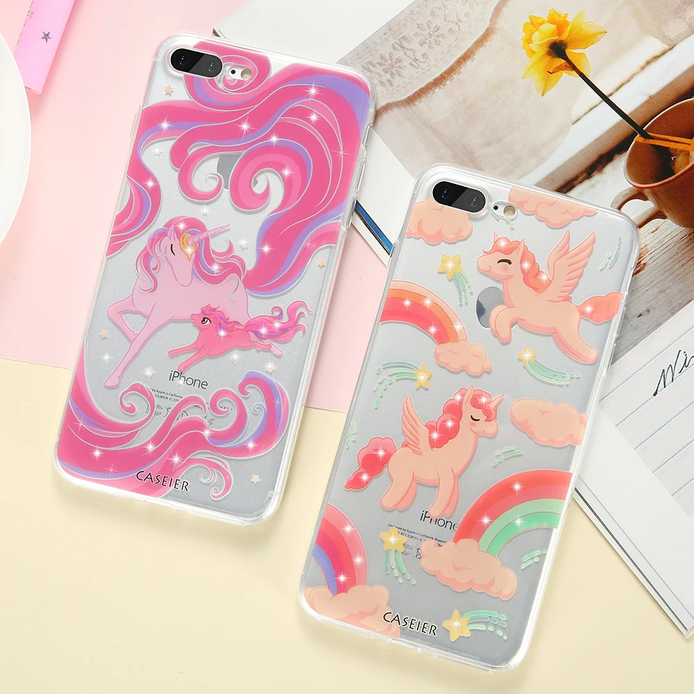 CASEIER Lovely Rhinestone Phone Case For iPhone 8 7 6S 6 Plus Girly Glitter Cute Cases 5S 5 SE Patterned Cover Shells |