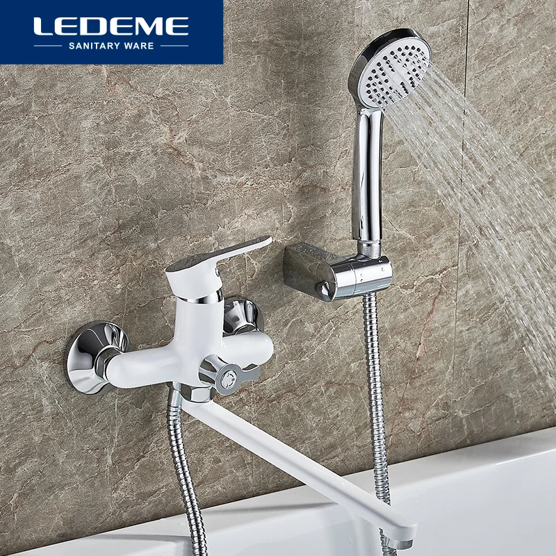 LEDEME صنبور حوض استحمام s مجموعة دش يدوي رئيس الحمام وحيد مقبض الكروم مطلي حوض استحمام صنبور حنفية الحمام L2203 L2203W