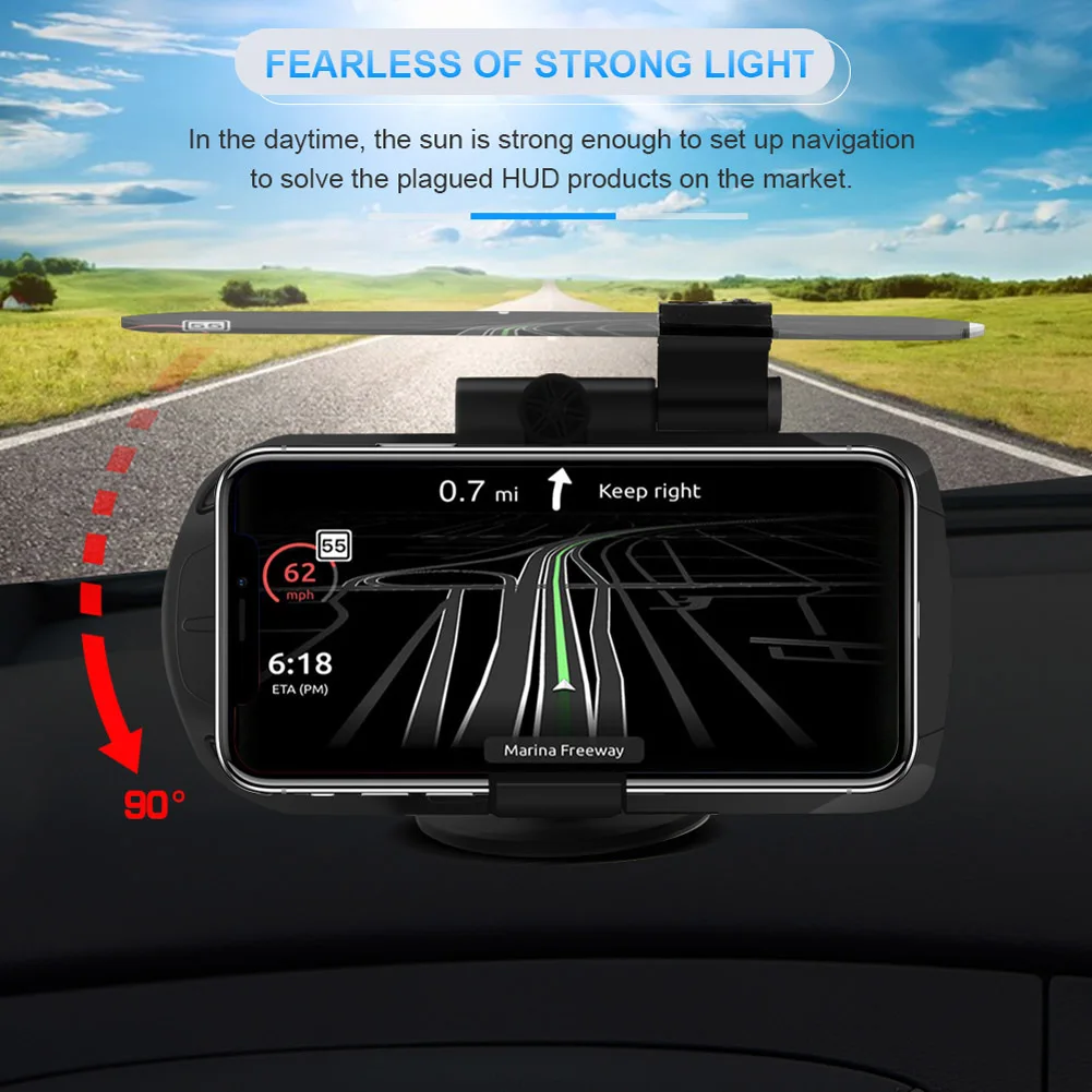 

1 Pcs HUD Wireless Charger Navigation Display Holder Charging Adjustable 180 Degree for Car M8617
