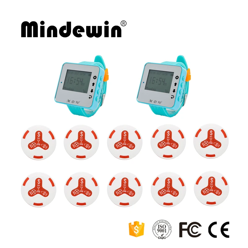 

Mindewin High Quality Restaurant Wireless Pager System Waiter Smart Wrist Watch Pagers M-W-1 Gust Calling Waiter Paging Service