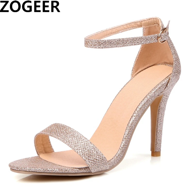 

Plus Size 45 Hot 2019 Summer Women Sandals Fashion Sexy High Heels Flip Flops Ankle Straps Black Gold Silver Shoes Woman