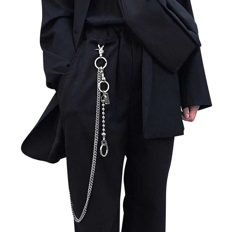 

Youth cool metal chain accessories metal ring tassel Chain Rock Punk Trousers Hipster Pant Jeans Keychain Clip HipHop men women