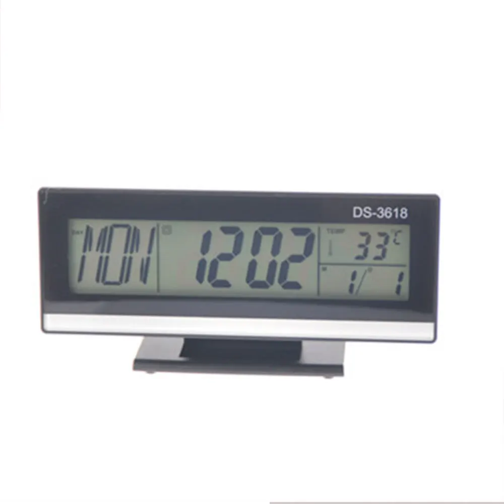 Модные Бизнес индукции ремень Температура вечный календарь Multi-Функция настольные электронные часы - Цвет: Черный