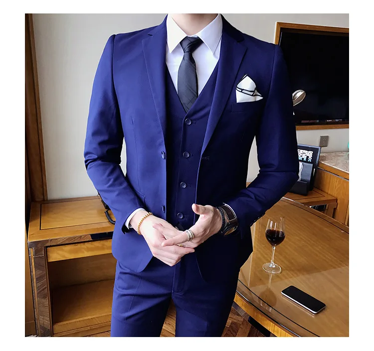slim fit male 3 piece suits wedding dress Men's Business Casual jacket Wedding Prom Dinner Gown Wear Suits Groomsman tuxedos