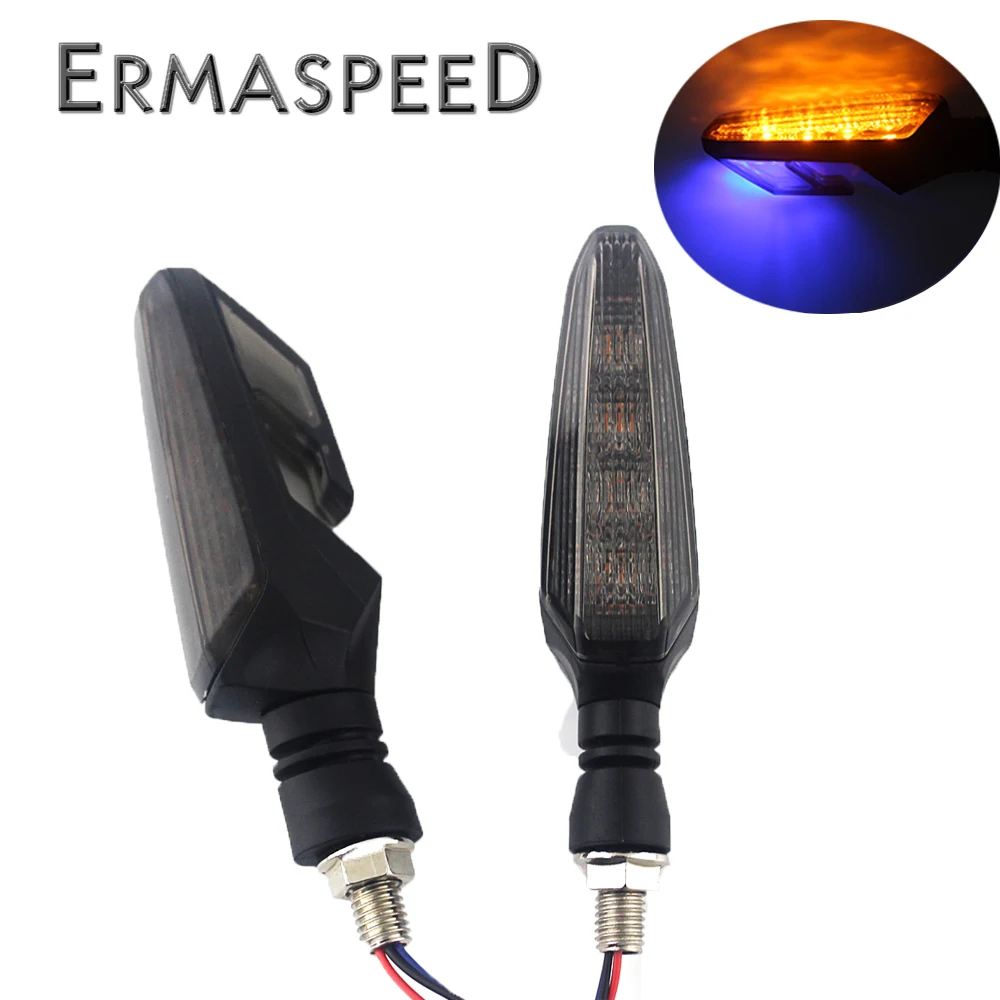 Pair Motorcycle LED Flashing Turn Signals Universal 3 Wire Stop Brake