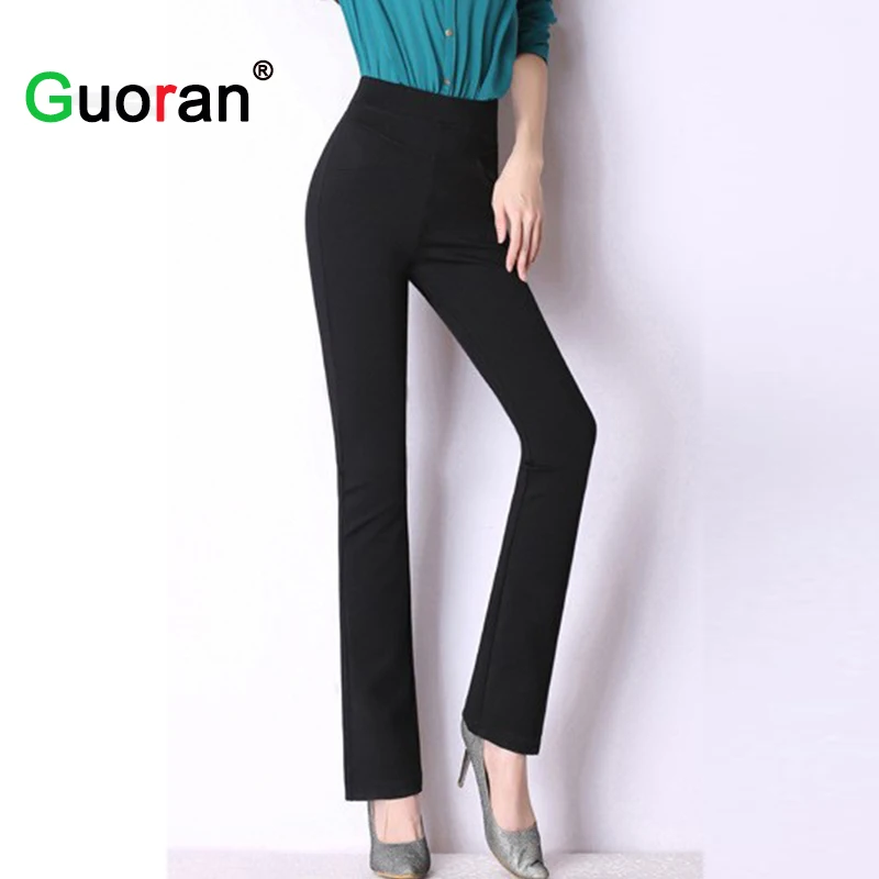 High quality women classical business suit pants wide leg stretch