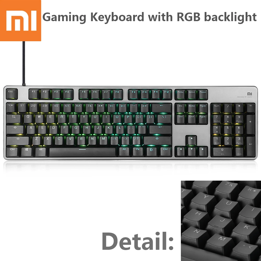 

Xiaomi Mi Mechanical Gaming Keyboard LED Backlit Backlight 104 Keys USB Wired Mechanical Keyboard Aluminum Alloy for Gamers