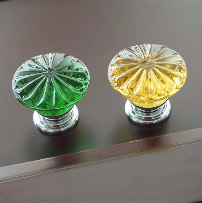 Flower Crystal Drawer Knobs Pull Handles Dresser Pulls Gold Glass Look