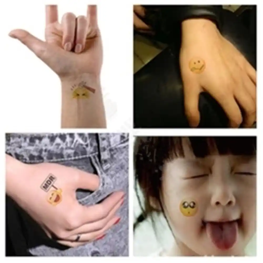 1 Pièces Mignon Visage Tatouage Bâton Noir Dessin Animé Temporaire Tatouage Mignon étoile Tatouage Autocollant Corps Doigt Art étanche Tatoo Enfant