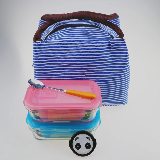 Canvas Lunch Bags Children Portable Functional Canvas Stripe Insulated  Thermal Food Picnic Kids Cooler Lunch Box Bag Tote - AliExpress