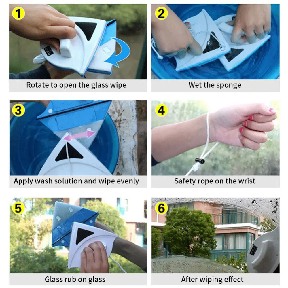 Бытовой стеклоочиститель, щетка для чистки стекла, инструмент, двухсторонняя Магнитная щетка для мытья окон, щетка для мытья стекол, инструмент для чистки