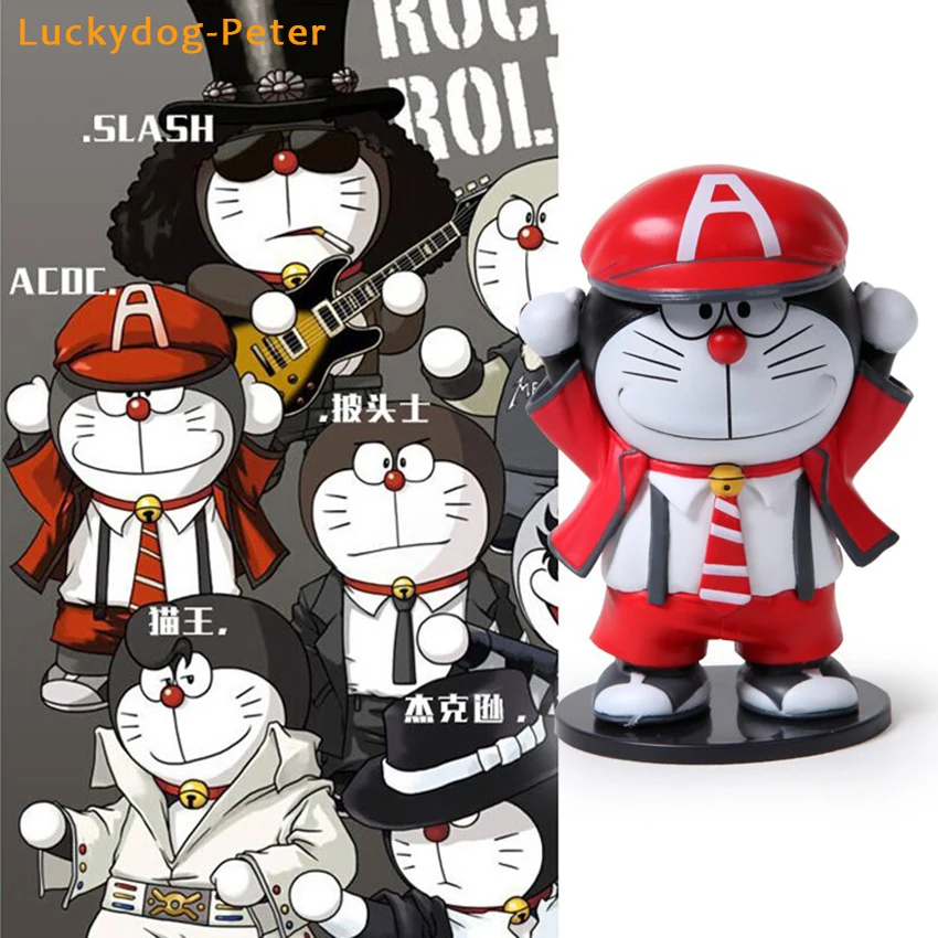 

Doraemon Cos Elvis Presley Action Figures 1/10 scale painted figure Doraemon Cos Jackson Slash Dolls PVC ACGN figure Anime 9CM