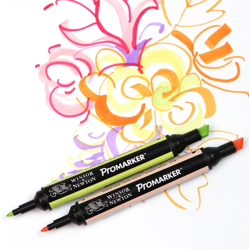 Маркеры Winsor & Newton двусторонние с мягким наконечником на спиртовой основе 6/12