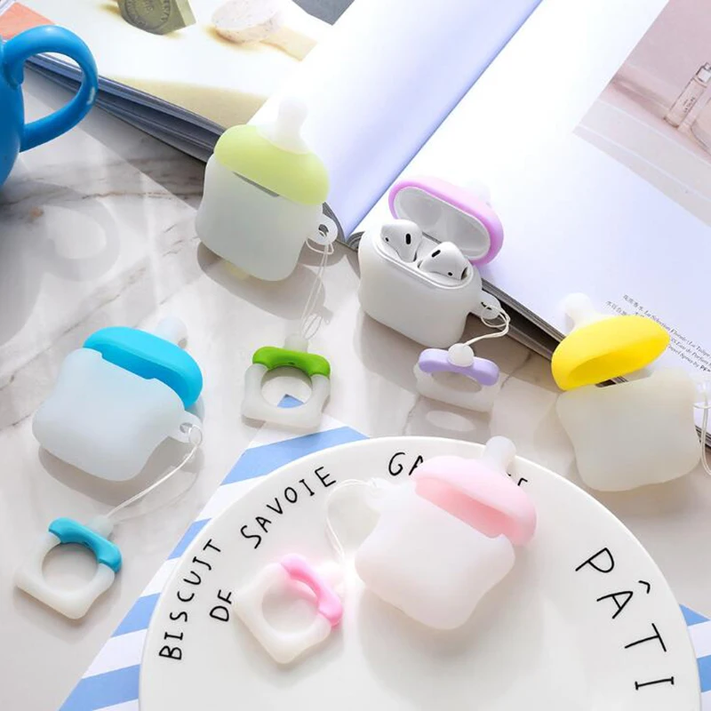 

Creative Nipple Design Silicone Cover for Apple AirPods 1/2 Charging Case Baby Bottle Nipple Milk Bottle Earphone Charger Case